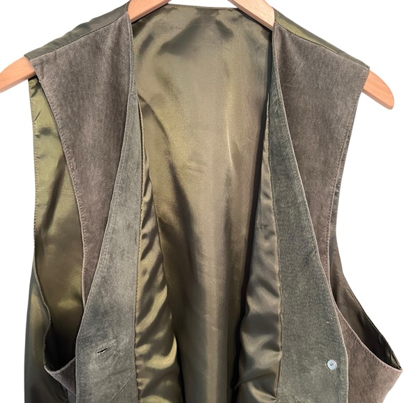 Great Seal of the State of Oklahoma Sage Suede Vest; Mens XL (approx.) - Picture 4 of 7